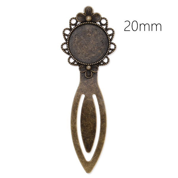 20mm Round Setting Bezels Cameo Mountings Tray Base,Vintage Antiqued Bronze Bookmark,length:85mm,10pcs/lot