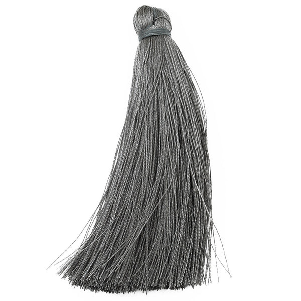 8cm Silky Tassels,Handmade Long Jewelry Tassels,Dark Gray Fashion Mala Necklace Tassels, 20pcs/lot