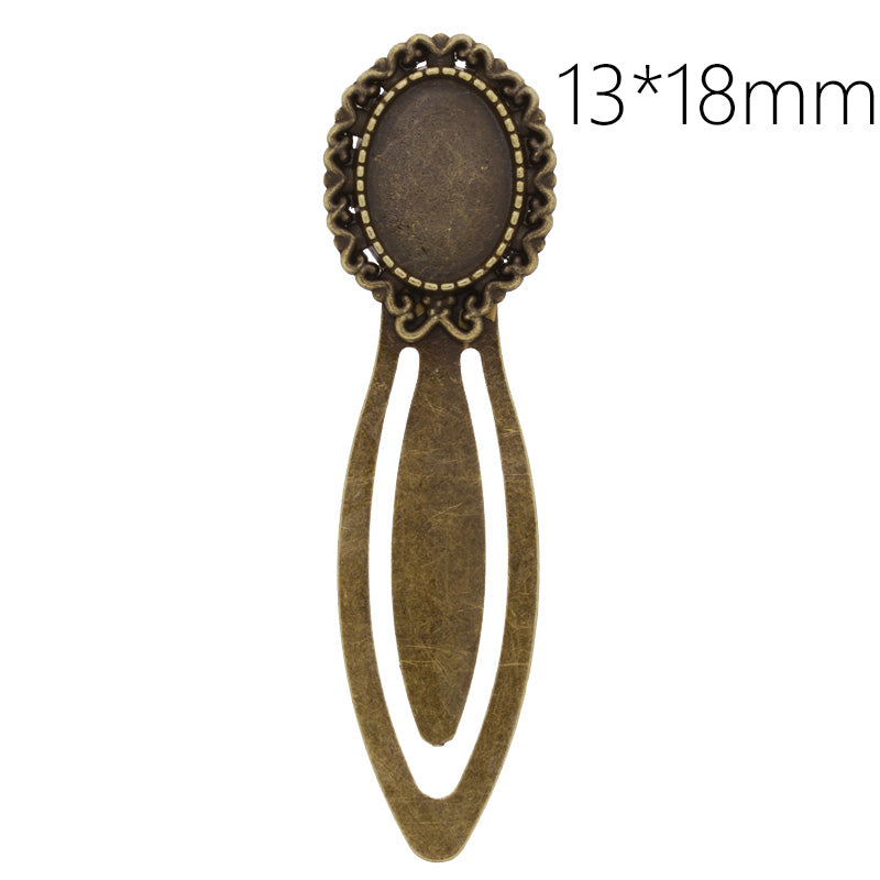 High Quality Vintage Antiqued Bronze simple Bookmark with 13x18mm oval Bezel,length:72mm,10pcs/lot