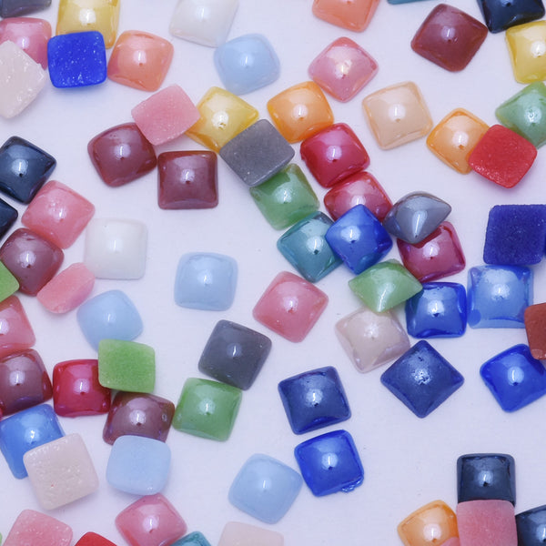 1000  6mm Mix color Cabochon Jewelry Supplies Flatback Glass Ceramic Square Non Hotfix Flatback Stones Decoration Phone Garment Accessories