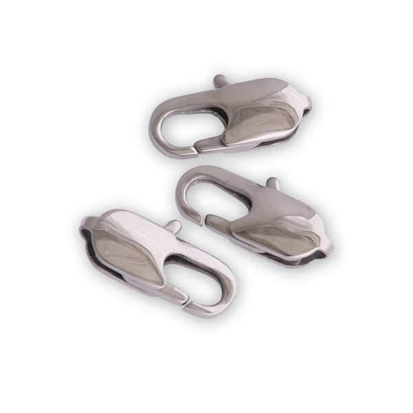 16mm Silver Tone Stainless Steel Lobster Clasp Claw Clasps Unique Oval Style Bracelet Necklace finding, Jewelry Supplies Charms 10pcs
