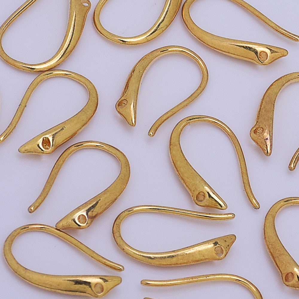 Gold Plated Over Brass Fish Hooks Earring Hooks Ear Wires Fishhook earrings Earrings making Jewelry findings 9*15mm gold 10pcs