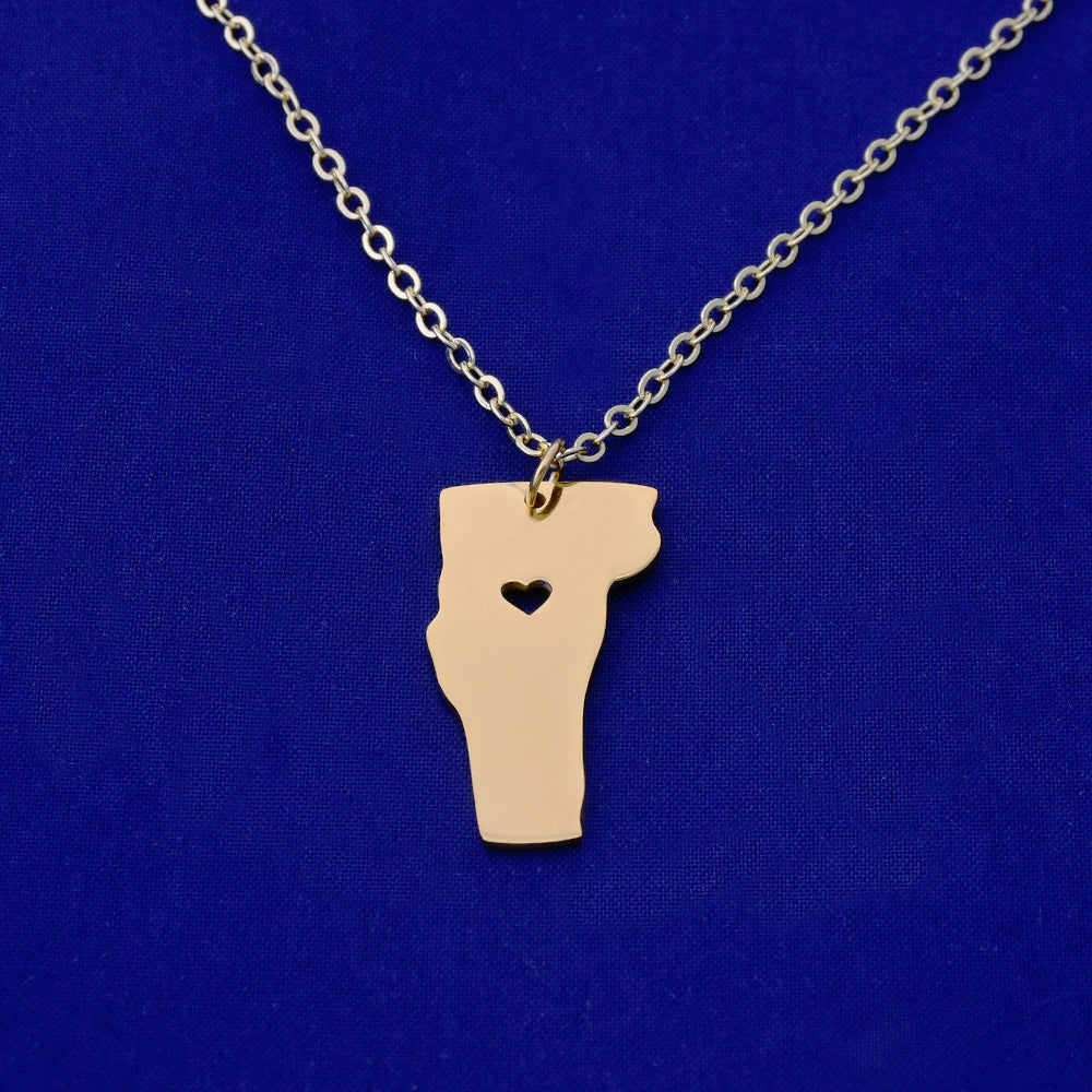 1 pcs about 15x28mm Gold Stainless Steel pendant map necklace Stamping blank Jewelry supplies Vermont-VT 18 Gauges
