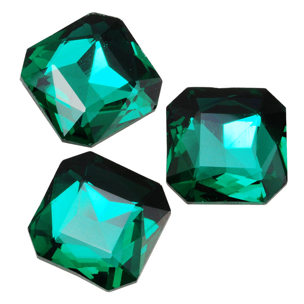 23mm Octagonal bottom tip Crystal Fancy Stone,Cushion Cut Gem,4675, Square Green Crystal Faceted Stone,10pcs/lot