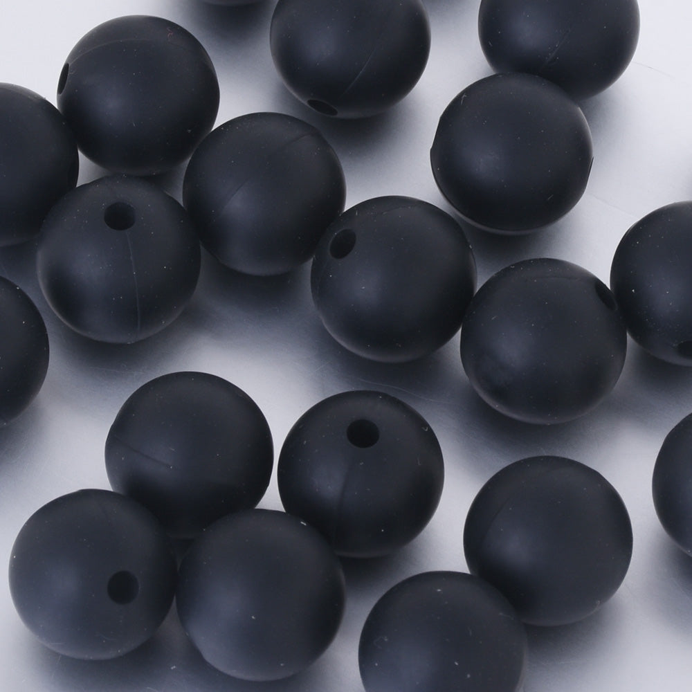 10mm Bulk Round Silicone Beads Food grade silicone sensory beads Baby Shower Gift Silicone Loose Beads black 20pcs