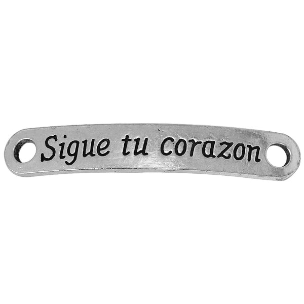 20 Curved Sideways spanish connector bracelet connector bracelet tag,te quiero abvela bracelet connector link 44x7mm