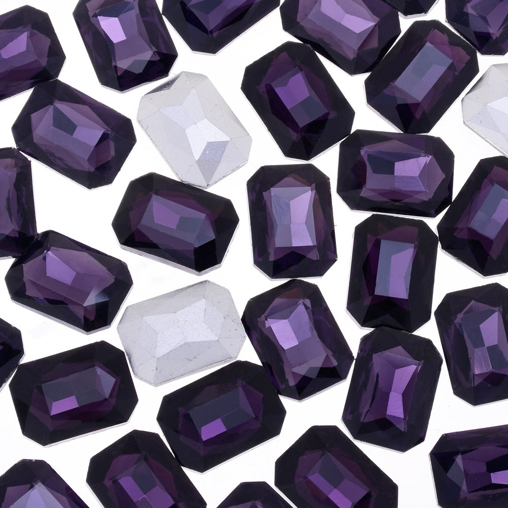13x18mm Rectangle Pointed Back Rhinestones glass crystals beads wedding diy jewelry purple 50pcs 10183455