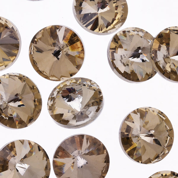 14mm Glass Rhinestones Pointed Back Rhinestones glass crystals beads Satellite stone light coffee 50pcs 10181951