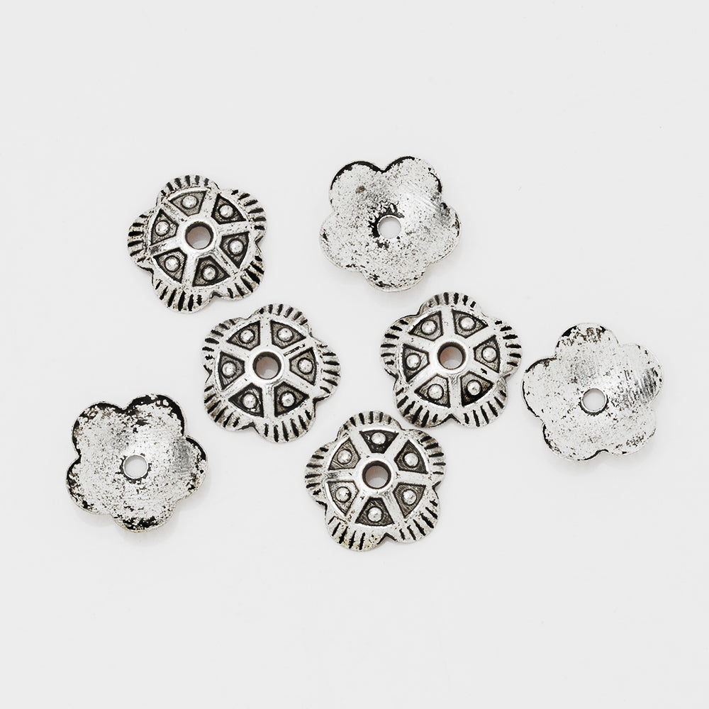 11mm  Vintage Bead Caps,Diy Jewelry Findings,Antique Silver Cameo Flower Charm,End Caps,sold 50pcs/lot