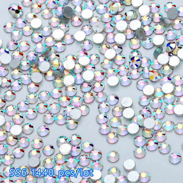 SS6 1440PCS Non Hot Fix Crystal, Flat Back Clear AB Rhinestones for Nail Art,Wholesale
