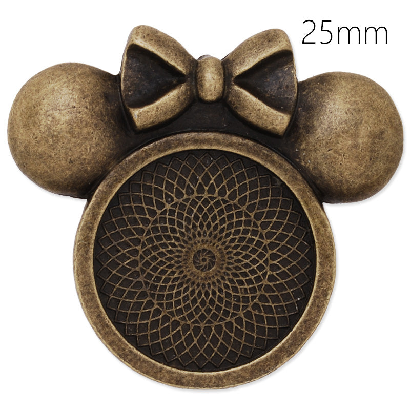 25mm(1inch) Mickey pendant tray,antique bronze,zinc alloy metal,20Pieces/lot