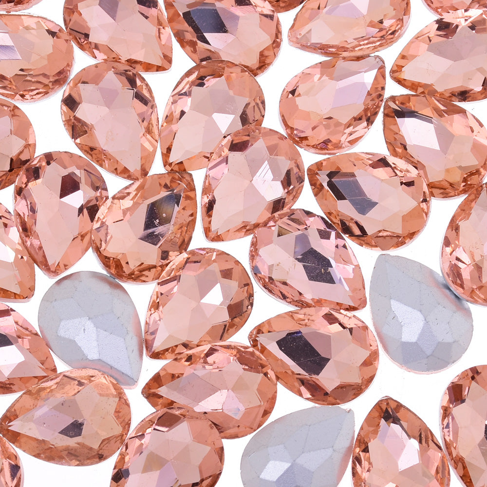 13x18mm Teardrop crystal Pointed Back Rhinestones Glass Crystal dress jewellery making shoes pink 50pcs 10184254