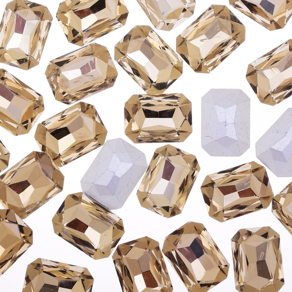 10x14mm Rectangle Pointed Back Rhinestones glass crystals beads wedding diy jewelry brown 50pcs 10183351