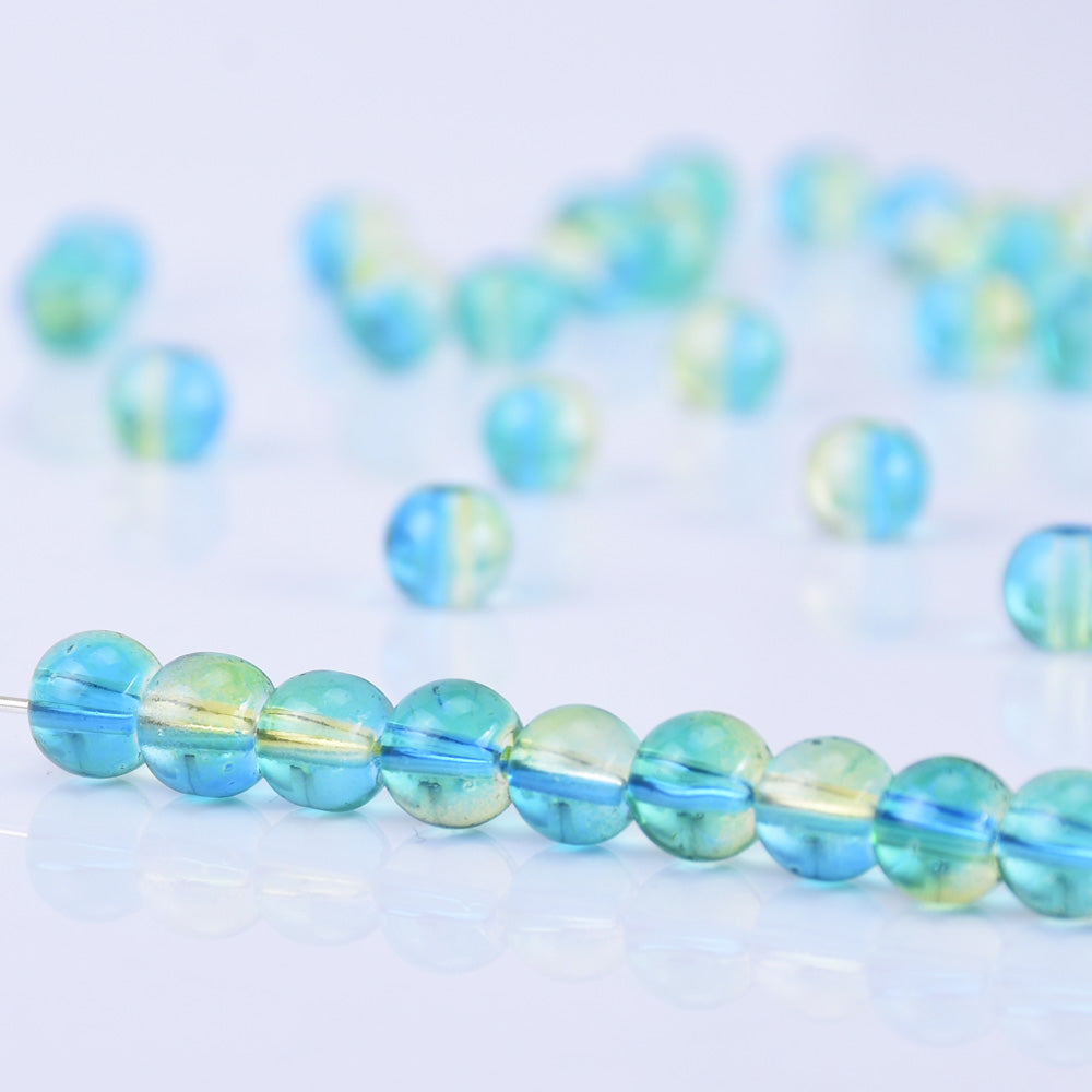 8mm Czech glass round Beads Glass Ball Beads Seed Beads Jewelry Making Beading Supplies light blue 50pcs