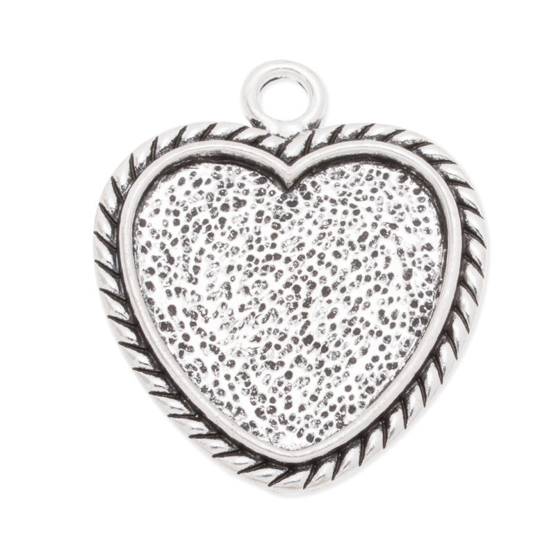25mm Heart Pendant Trays,Zinc Alloy filled,Antique silver plated,20pcs/lot