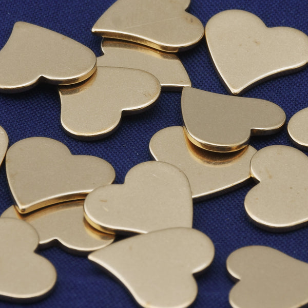 20pcs about 1/2" tibetara® Brass Tilted Heart Stamping Blanks FANTASTIC SHINE 18 Gauges DIY Stamping Blanks Jewelry Tags