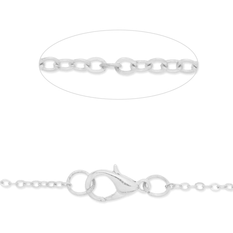 18 inch long necklace chain for pendant,2x2.5mm link size,Lobster Clasp end,Brass chain,silver plated,20pcs/lot