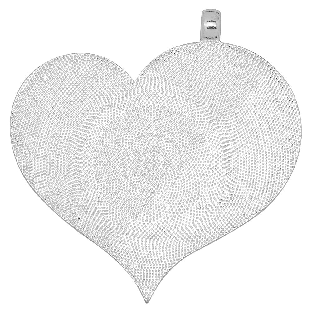 64*57mm Oblique Pendant Trays,Silver Plated Heart Pendant Base Blanks,Jewelry Supplies,10pcs/lot