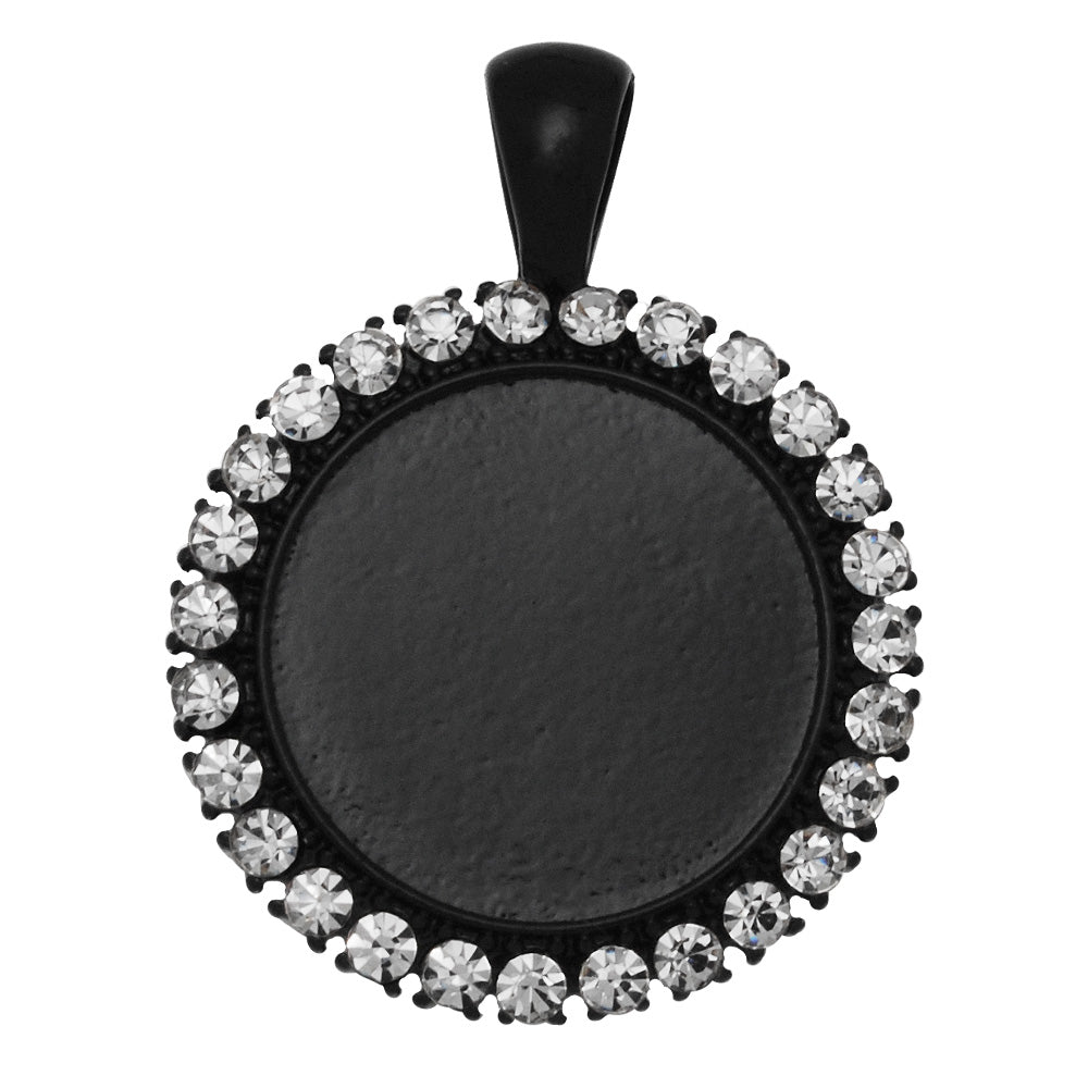 20mm Jewelry Round Blank Cameo Pendant Trays Rhinestone Black Pendant Setting,Sold 10pcs/lot