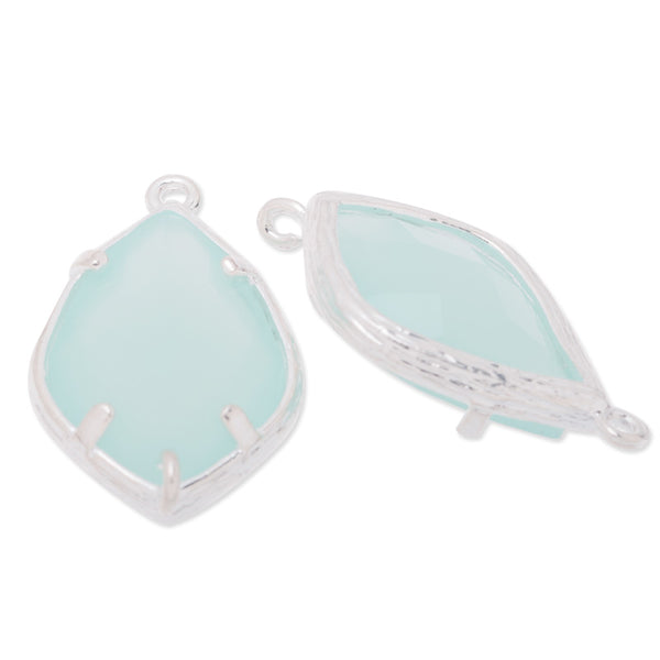 14x24mm framed glass,metal framed glass,Faceted glass,pacific opal,connectors,gemstone bezel,Sold 5pcs/lot