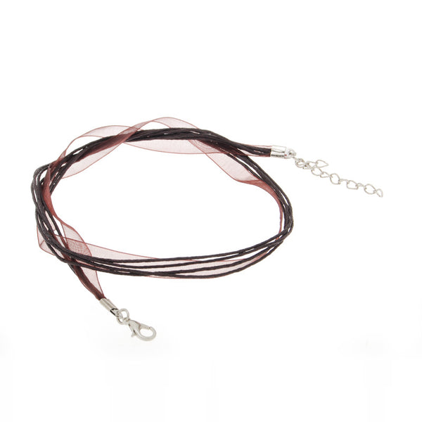 Organza Ribbon Cord Necklace deep coffee and Match 18" with 1.5" Extender, bottlecap, scrabble tile jewelry