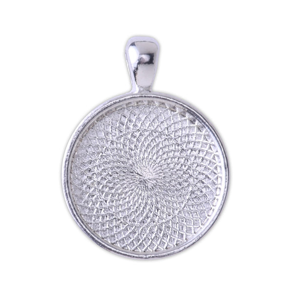 16mm Silver Round Cameo Cabochon Bezel  Base Setting Pendants Mini pendant trays 20pcs