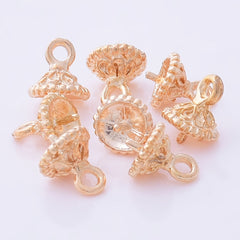 Gold Alloy Glass Bubble Ball with Bead cap Glass Bottle base 8mm Pendant Aperture 1.5mm,50pcs 10171904