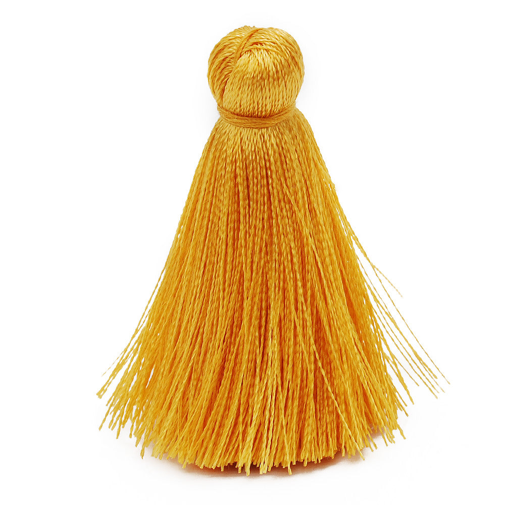 4cm Silky Tassels,Gold Yellow Handmade Long Jewelry Tassels,Fashion Mala Necklace Tassels, 20pcs/lot