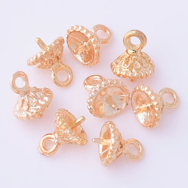 Gold Alloy Glass Bubble Ball with Bead cap Glass Bottle base 8mm Pendant Aperture 1.5mm,50pcs 10171904