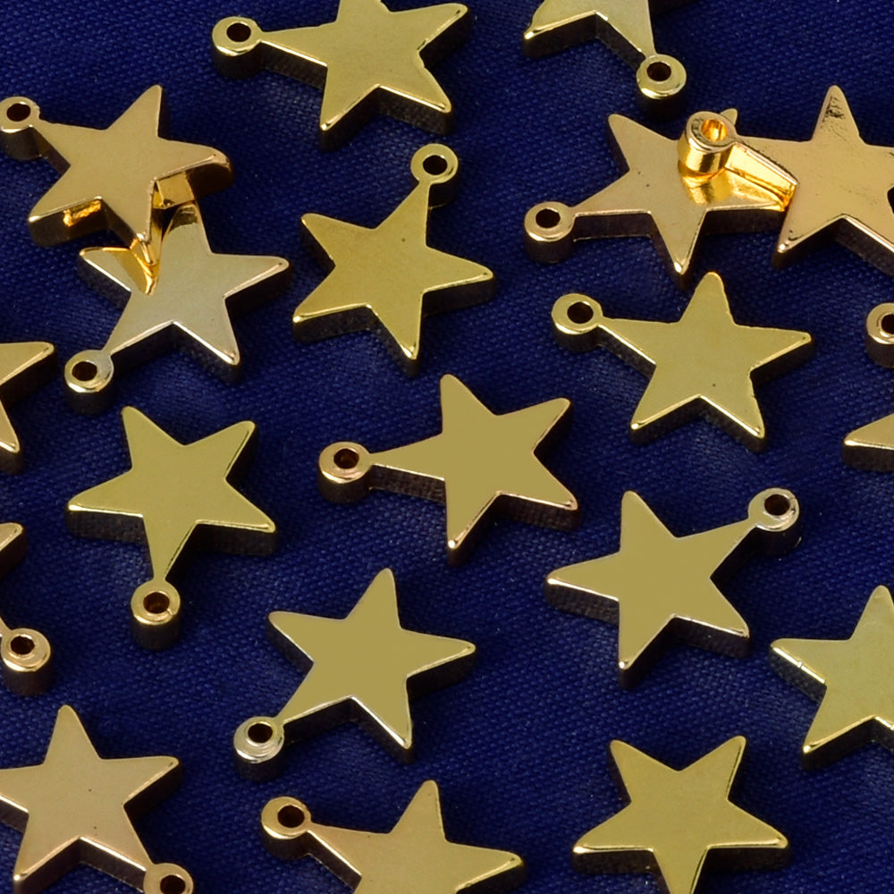About 12.6*10.1MM tibetara® Brass Star Personalized Stamping Blank Bar pendant bracelet Craft Supplies Aperture 1.2MM plated gold 20pcs