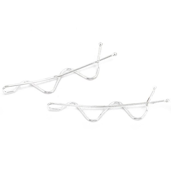 63*15mm Silver Plated Minimalist Simple Hair slide, Metal hair barrette,Word bobby hair pin,20pcs/lot