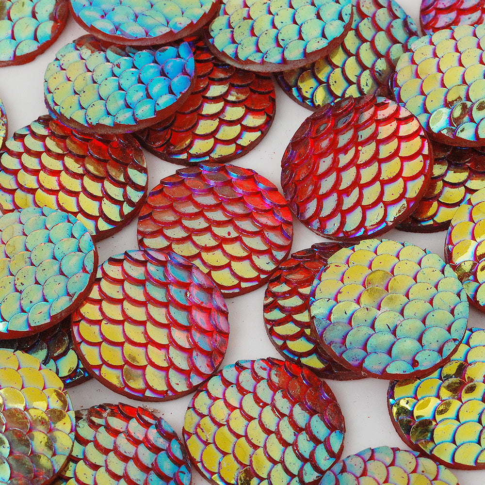 20mm Round Cameo Cabochon,Jewelry Resin Cabochon,Mix Color Cabochon,Fish scale cabochon ,Thickness 3mm,50pcs/lot