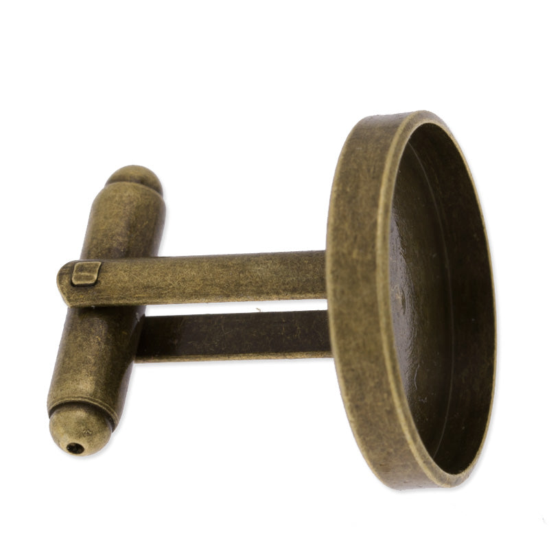 cufflink blank with 16mm round Bezel,bezel deep about 2mm,Brass filled,antique bronze finished,10pcs/lot