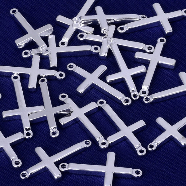 About 11*2MM tibetara® Brass stamping blanks Personalize charms Cross Pendants hand stamped jewelry supplies plated silver 20pcs