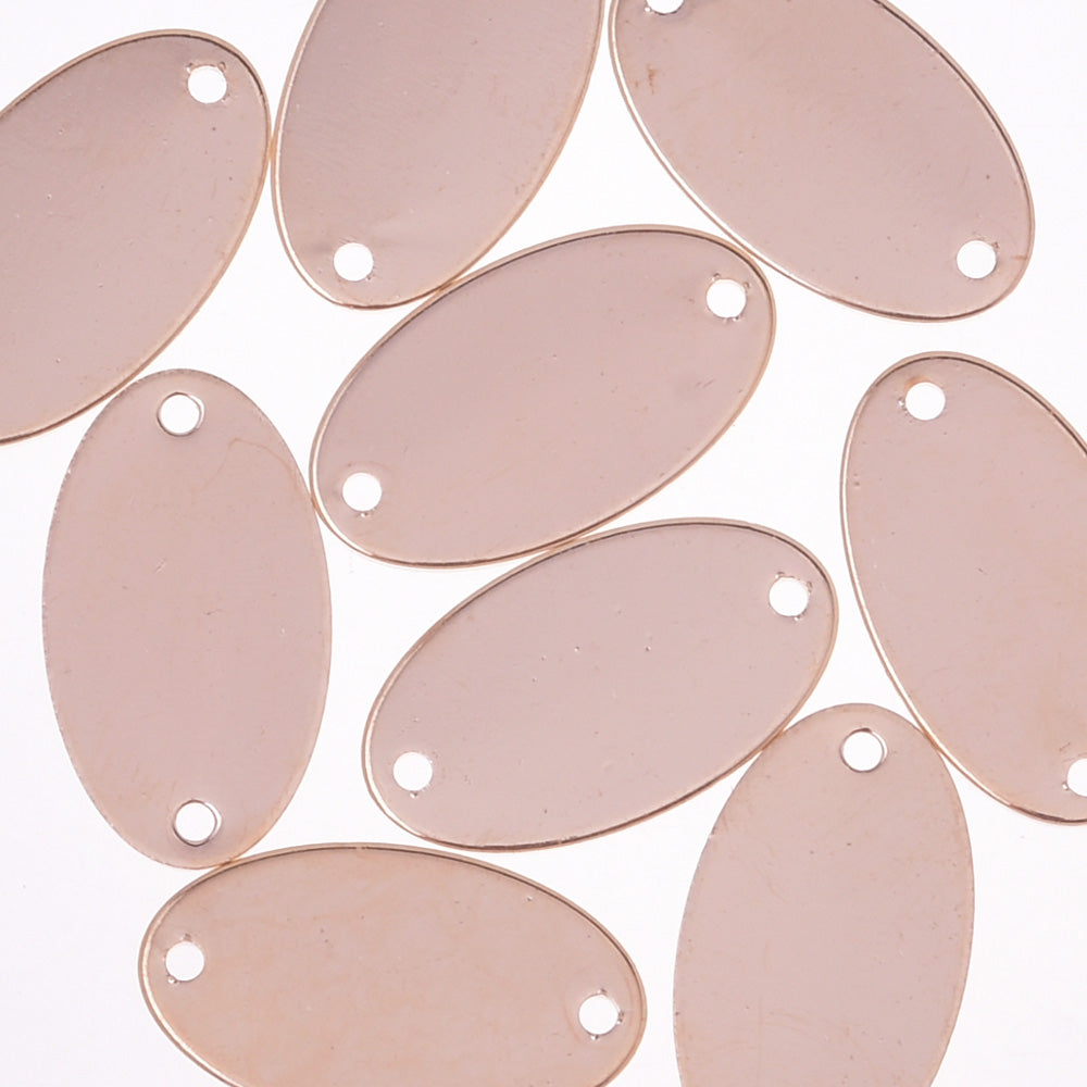 About 16*9mm Brass Electroplate Oval Stamping Tags two hole Stamping Blanks brass blank disc handmade pendant bracelet KC Golden 20pcs