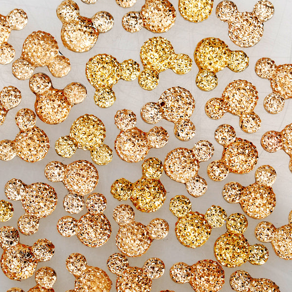 100 Champagne Resin Cabochons Flatback Kawaii Glitter Cabs Druzy Embellishments 16mm