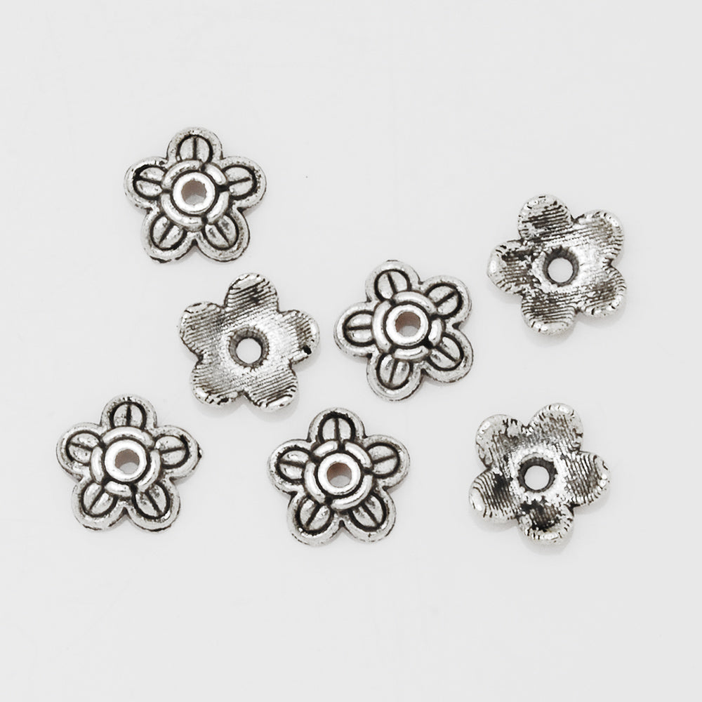 7mm Cameo Flower Caps,Antique Silver Diy Charm Beads Cap,Jewelry Findings,sold 100pcs/lot