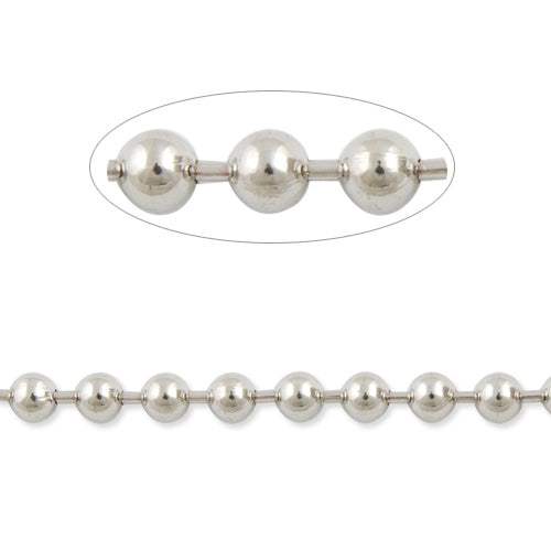 3.2MM Brass Nickel Plated Ball Chain,20 Meters Per Roll