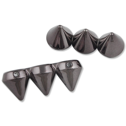 36*14*13 MM UV Coated Three Spikes,Gun Metal Black,Hole Sizes:1.9mm,Sold 100PCS Per Package