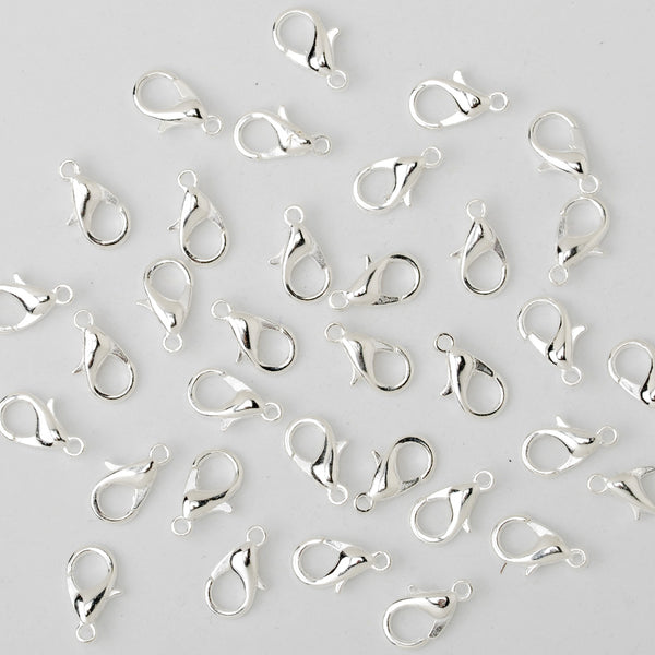 16mm Alloy Lobster Clasps Fastener Hooks Jewellery-making,silver 50pcs