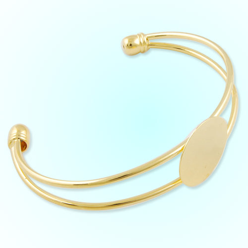 Bracelet With 20MM Pad,Cuff,Adjustable,Gold Plated,Lead Free And Nickel Free,Sold 10PCS Per Lot