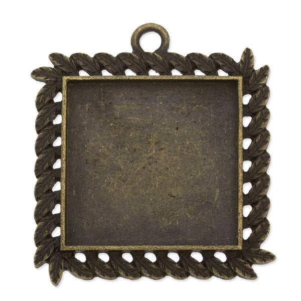 25mm(1 inch)Square Pendant trays,Zinc alloy filled,antique bronze plated,20pcs/lot