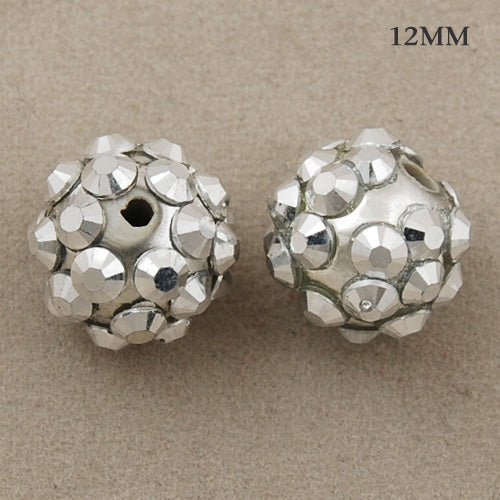 10*12 MM Round Resin Pave Beads,White Base,Clear AB,Sold 40PCS Per Package