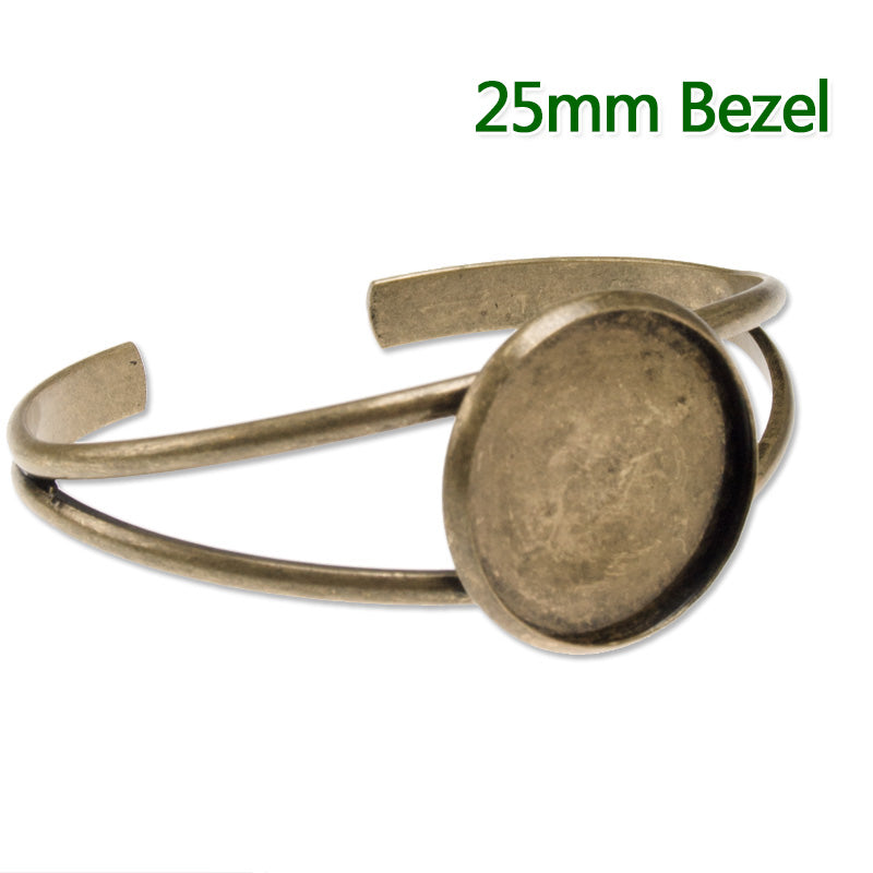Bracelet Setting With 25MM Flat Round Pad,Cuff,Adjustable,Antique Bronze  Plated,Lead Free And Nickel Free,Sold 10PCS Per Lot