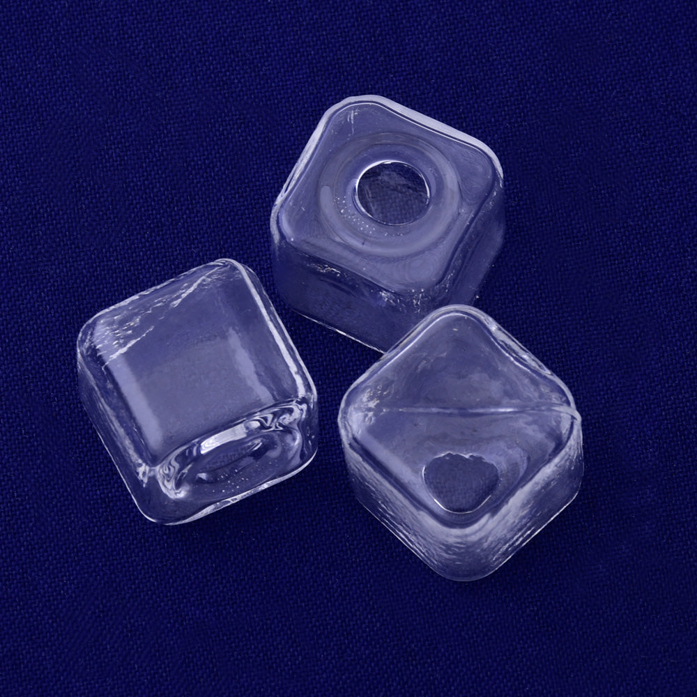10pcs Glass Jars 14*14mm square shaped White Clear glass for jewelry Necklace Pendant making Clear Glass wishing Bottles
