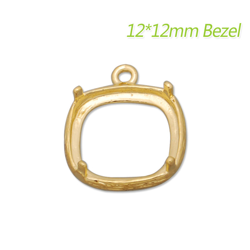 12*12MM Square Brass Gemstone Bezel,Raw Brass,charms links,sold 20pcs per lot