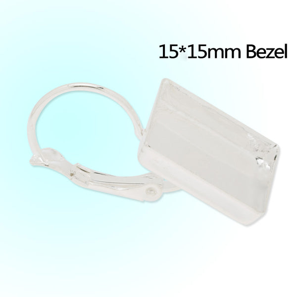 15mm Square Silver Franch Earring back Blank,Brass filled,20pcs/lot