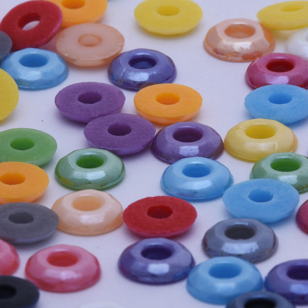 100pcs 10mm Mix color Cabochon Jewelry Supplies Flatback Glass Ceramic Hollow Round Non Hotfix Flatback Stones Decoration Phone Electroplate Plating