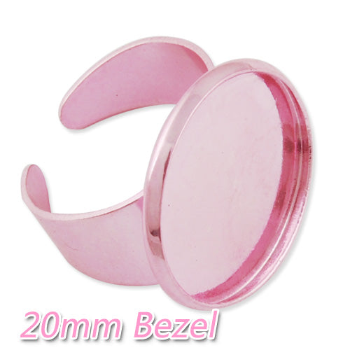 2013-2014 new style 20MM Light pink  Adjustable Ring Blanks Base With bezel,Electrophoresis,fit 20mm glass cabochon,Sold 20PCS Per Package