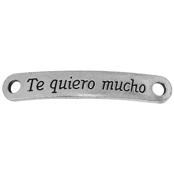 20 Curved Sideways spanish connector bracelet connector bracelet tag,te quiero abvela bracelet connector link 44x7mm